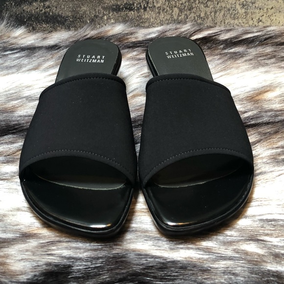 black slip on sandals